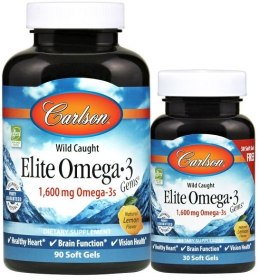 Elite Omega-3 Gems, 1600mg Natural Lemon - 90 + 30 softgels