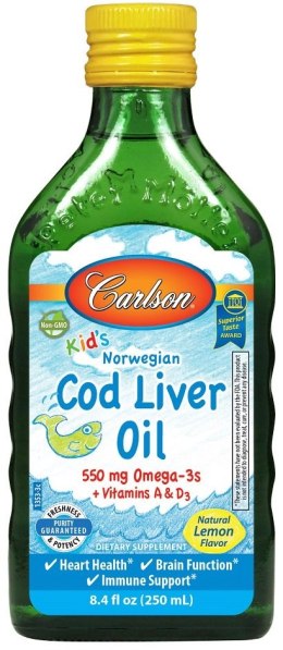 Kid's Cod Liver Oil, 550mg Natural Lemon - 250 ml.