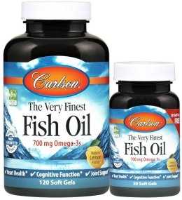 The Very Finest Fish Oil - 700mg Omega-3s, Natural Lemon - 120 + 30 softgels