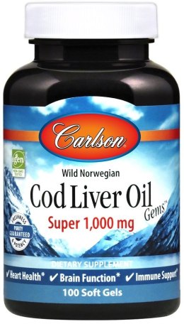Wild Norwegian Cod Liver Oil Gems, 1000mg - 100 softgels