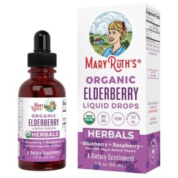 Organic Elderberry Liquid Drops, Blueberry & Raspberry - 30 ml.