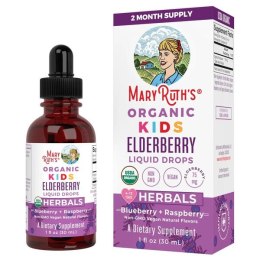 Organic Kids Elderberry Liquid Drops, Blueberry & Raspberry - 30 ml.