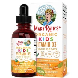 Organic Kids Vitamin D3 Liquid Drops, Orange - 15 ml.