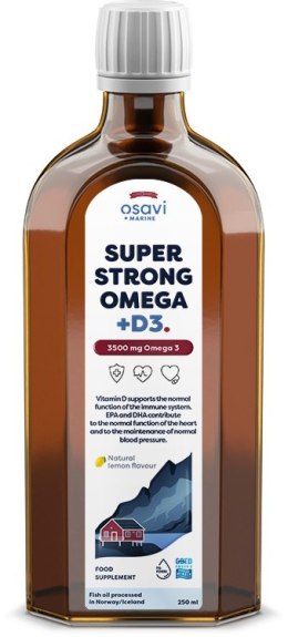 Super Strong Omega + D3, 3500mg Omega 3 (Lemon) - 250 ml.