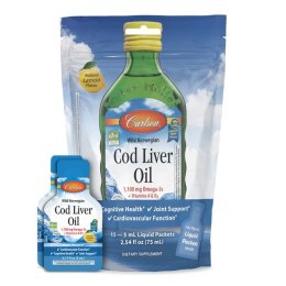 Wild Norwegian Cod Liver Oil, 1100mg Natural Lemon (Pouch of Packets) - 15 x 5 ml.