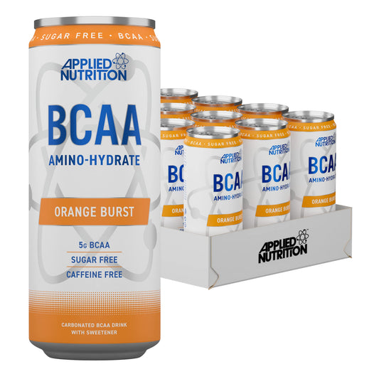 BCAA Amino-Hydrate + Energy Cans, Orange Burst - 12 x 330 ml.