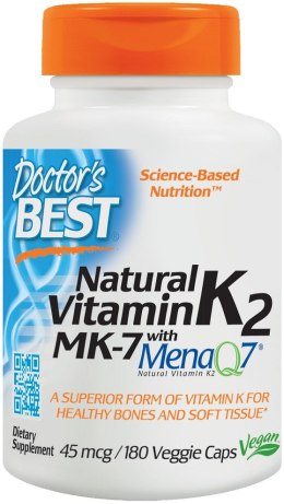 Natural Vitamin K2 MK7 with MenaQ7, 45mcg - 180 vcaps