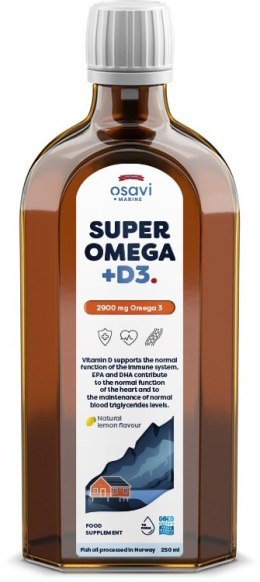 Super Omega + D3, 2900mg Omega 3 (Lemon) - 250 ml.