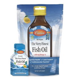 The Very Finest Fish Oil - 1600mg Omega-3s, Natural Lemon (Pouch of Packets) - 15 x 5 ml.